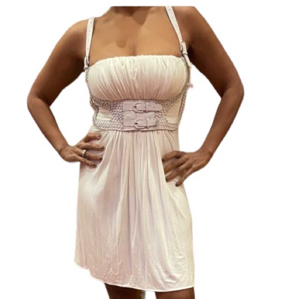 Sky mini leather strap dress